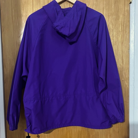 LL Bean Vintage Anorak Jacket Medium Purple Hooded raincoat - Picture 5 of 12